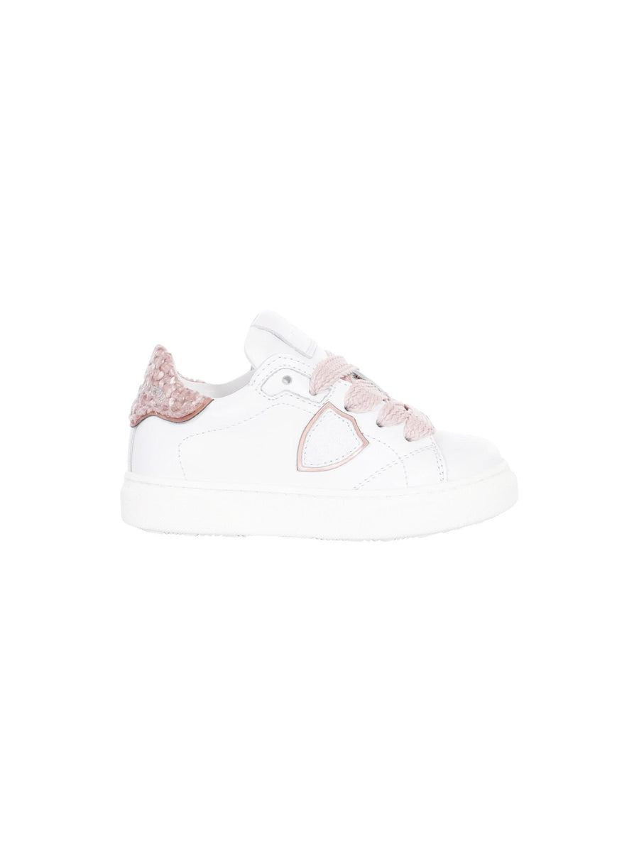 Sneakers bambina Philippe Model bianche con talloncino in ciniglia rosa 78516 1 Philippe Model 
