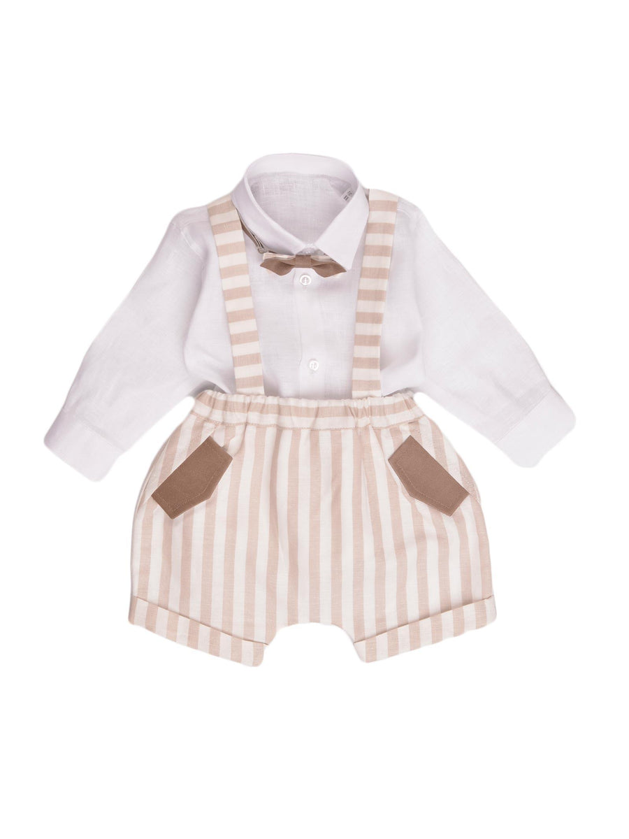 Completo con pagliaccetto a righe beige EG21860 C1600 Marlù 