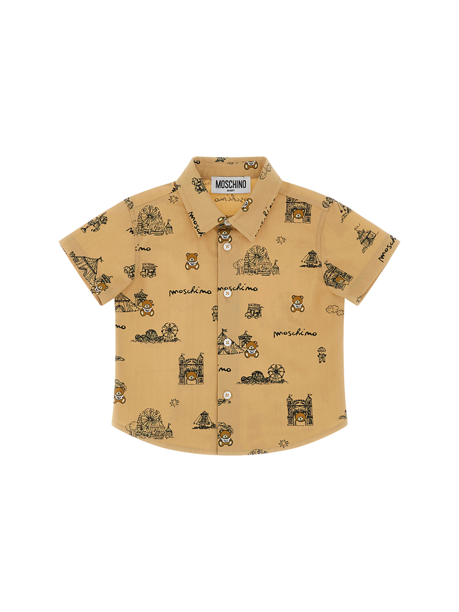 Camicia Moschino beige con orsetto toy e attrazioni MOC018 83445 Moschino 