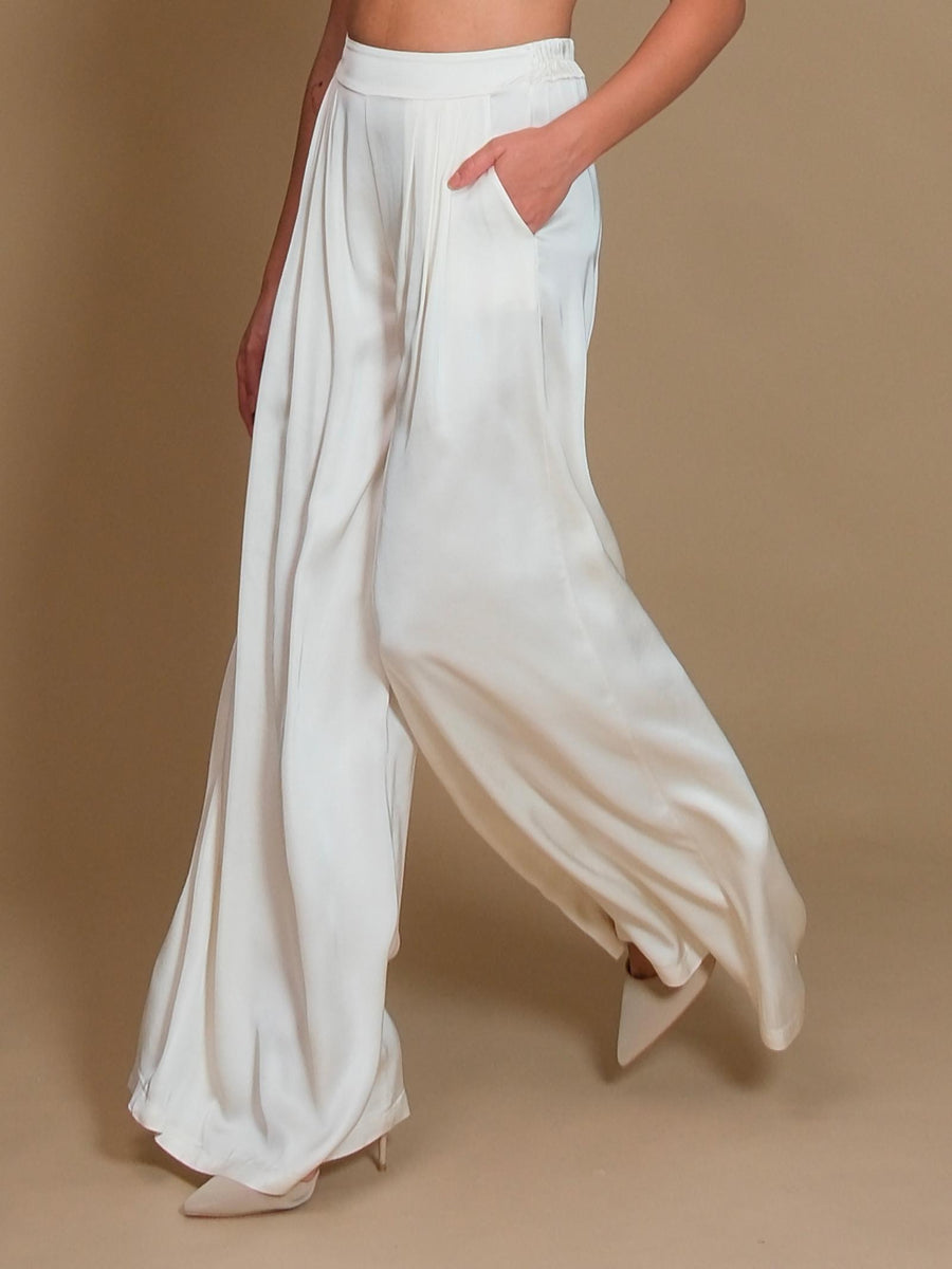 Pantalone a palazzo Armoire burro satinato con pinces FB334P BURRO Armoire 