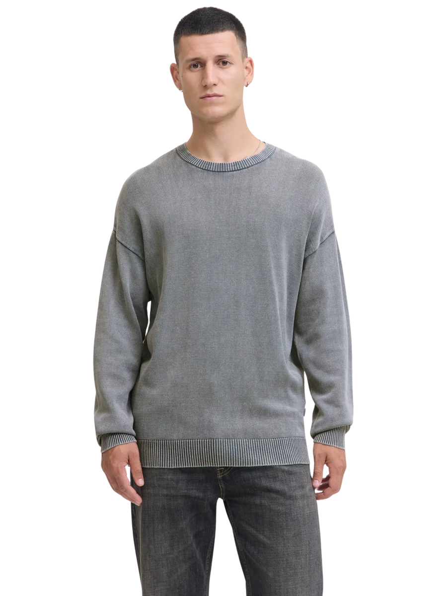 Maglioncino Jack & Jones grigio con inserti a costine 12278902 CASTLE Jack & Jones 