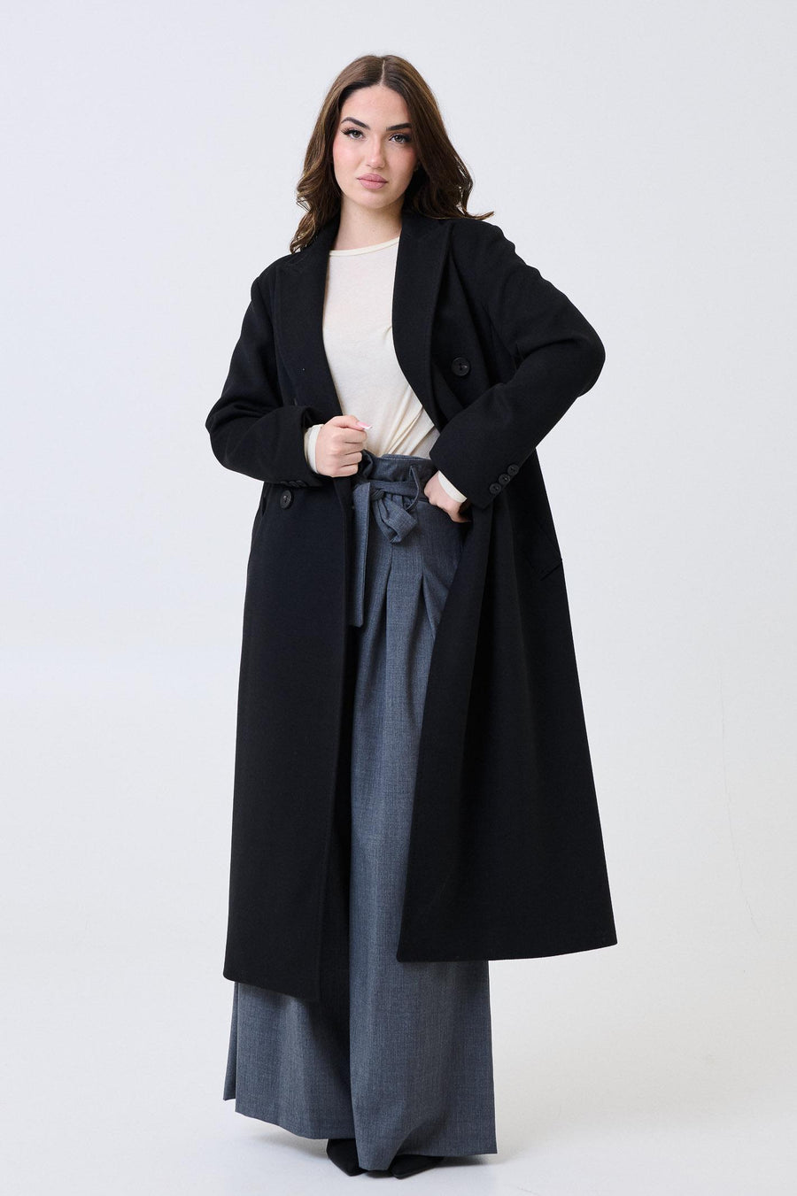 Cappotto lungo Armoire nero doppiopetto 70180 NERO Armoire 