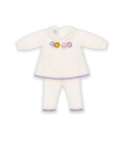 Completo due pezzi  vaniglia con rose multicolor IB1319 200 Marlù 