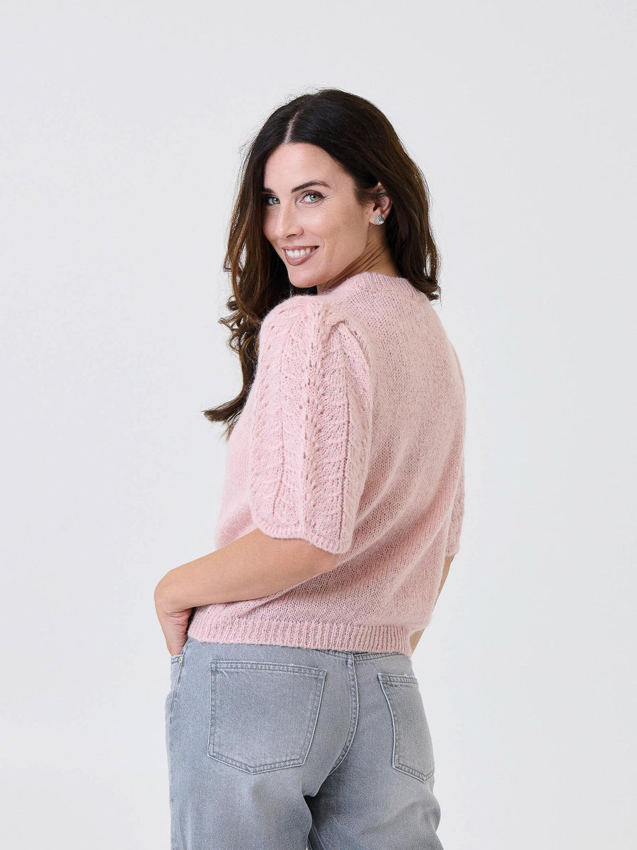 Maglia Kontatto rosa con maniche a palloncino traforate 3M0913C ROSA kontatto 