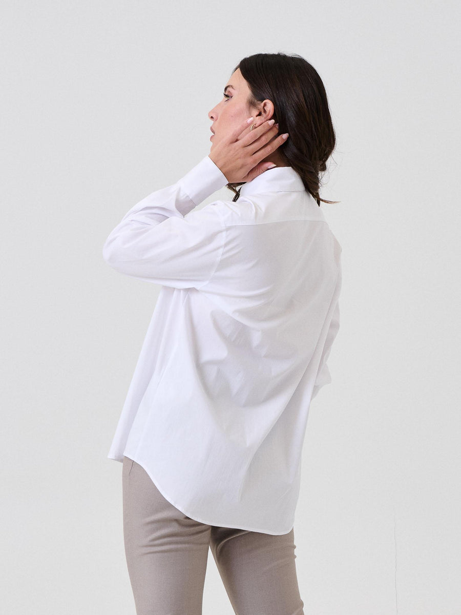 Camicia Bohemian Vì bianca con bottoni gioiello CA248 UNI Bohemian V 