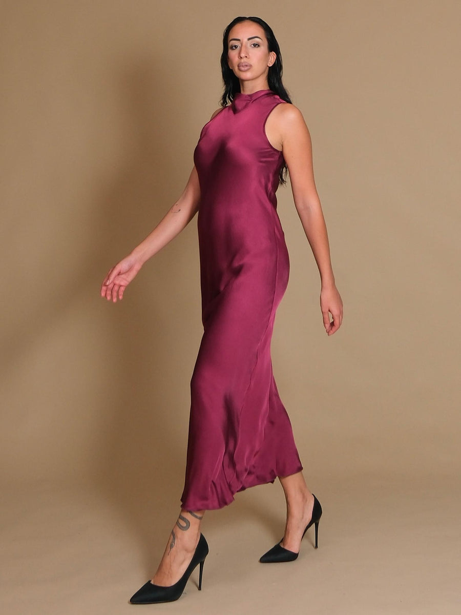 Abito lungo giromanica Armoire bordeaux in viscosa FB806A GINGER Armoire 