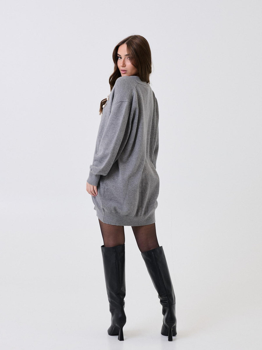 Cardigan over Vicolo grigio con spille removibili con perline 77008F GRIGIO Vicolo 