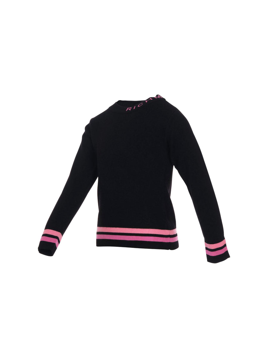 Maglia a costine John Richmond nera con logo fucsia RGA25214MA BLACK John Richmond 
