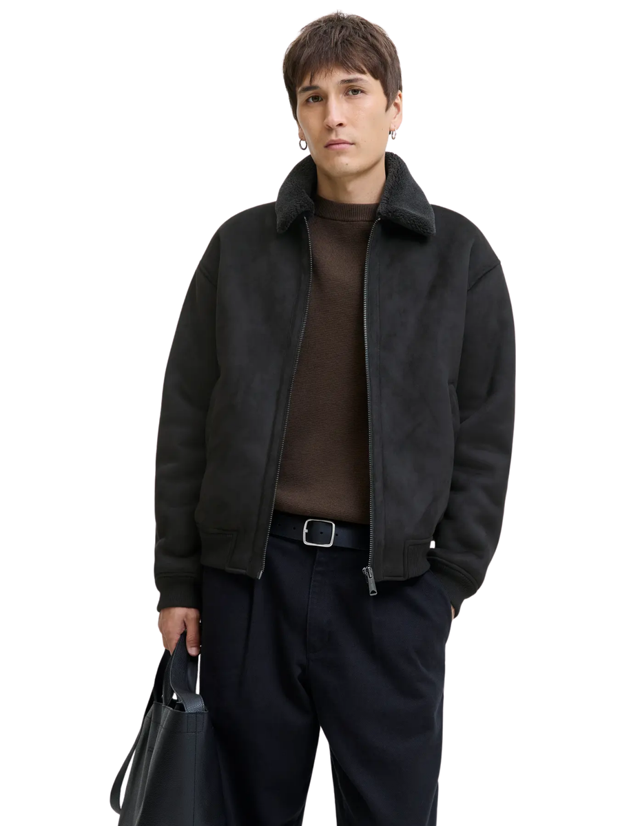 Giubbino Jack & Jones nero con interno in ecopelliccia tono su tono 12282444 Black Jack & Jones 