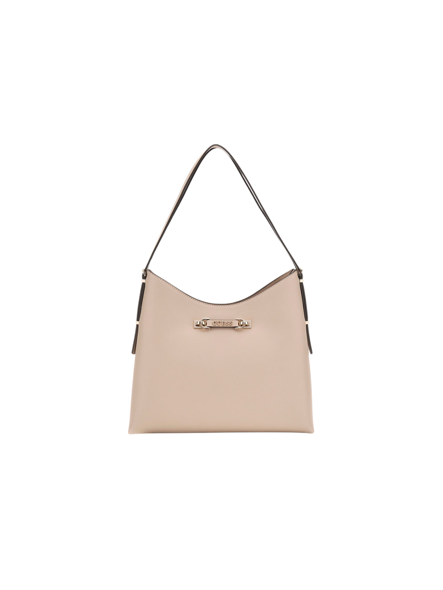 Borsa shopper Guess beige con placca metallica logata HWBG9644020 SIT Guess 