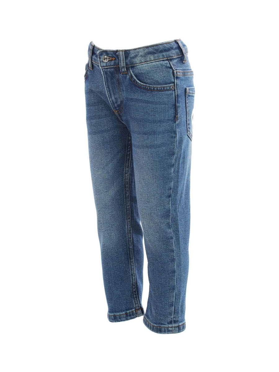 Jeans lavaggio medio con scritta Rich bianca sul retro RBP24086JE BLU John Richmond 