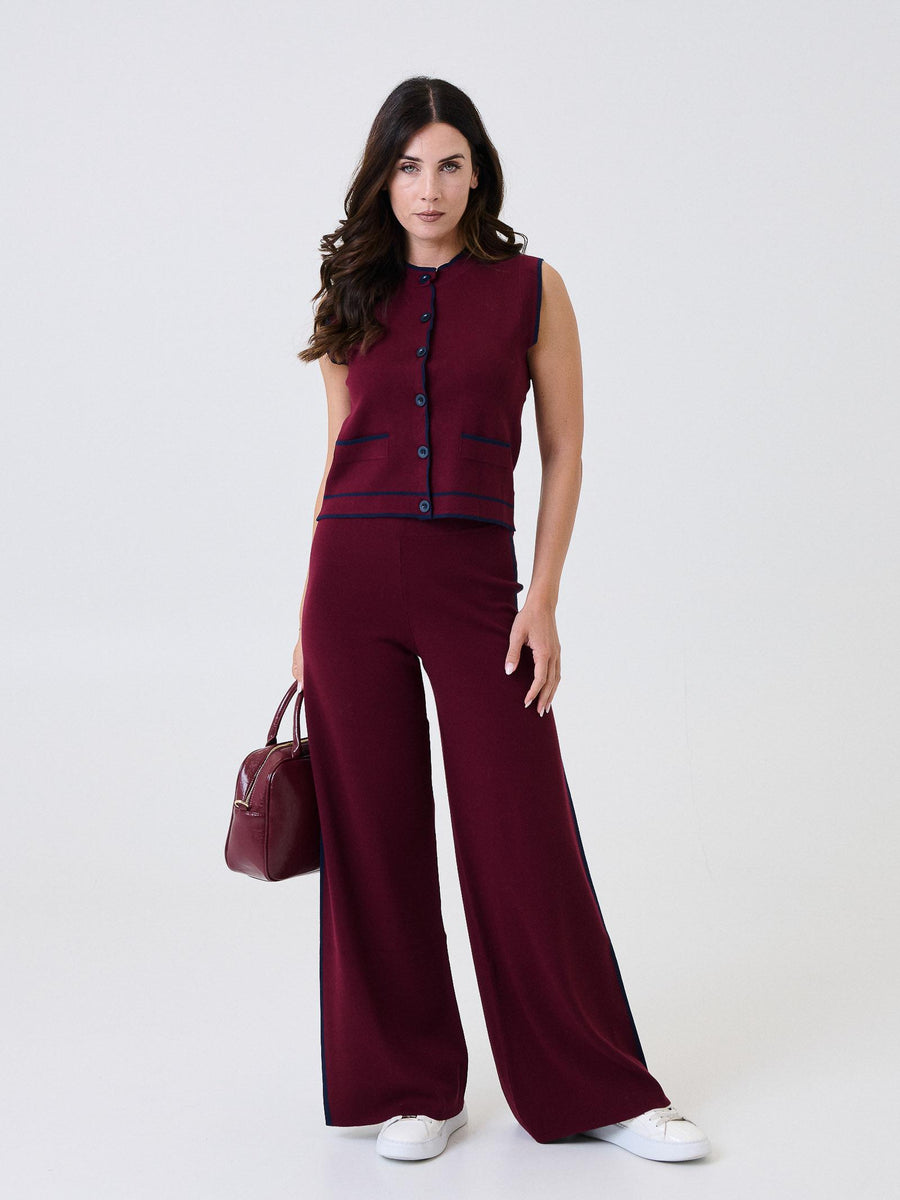 Gilet Kontatto bordeaux con finiture blu navy 3M0941C BORDEAUX kontatto 