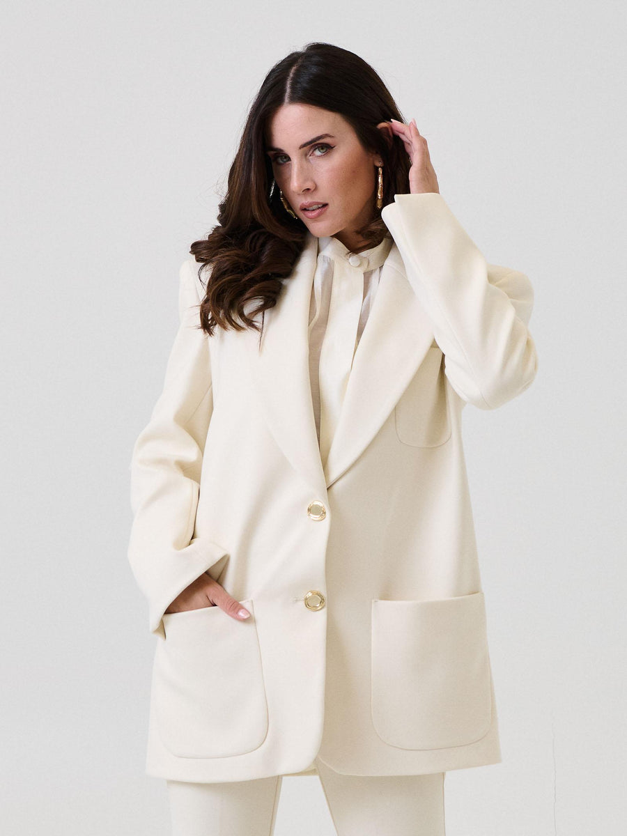 Giacca monopetto Bohemian Vì bianco latte con tasconi GI281 MILK Bohemian V 