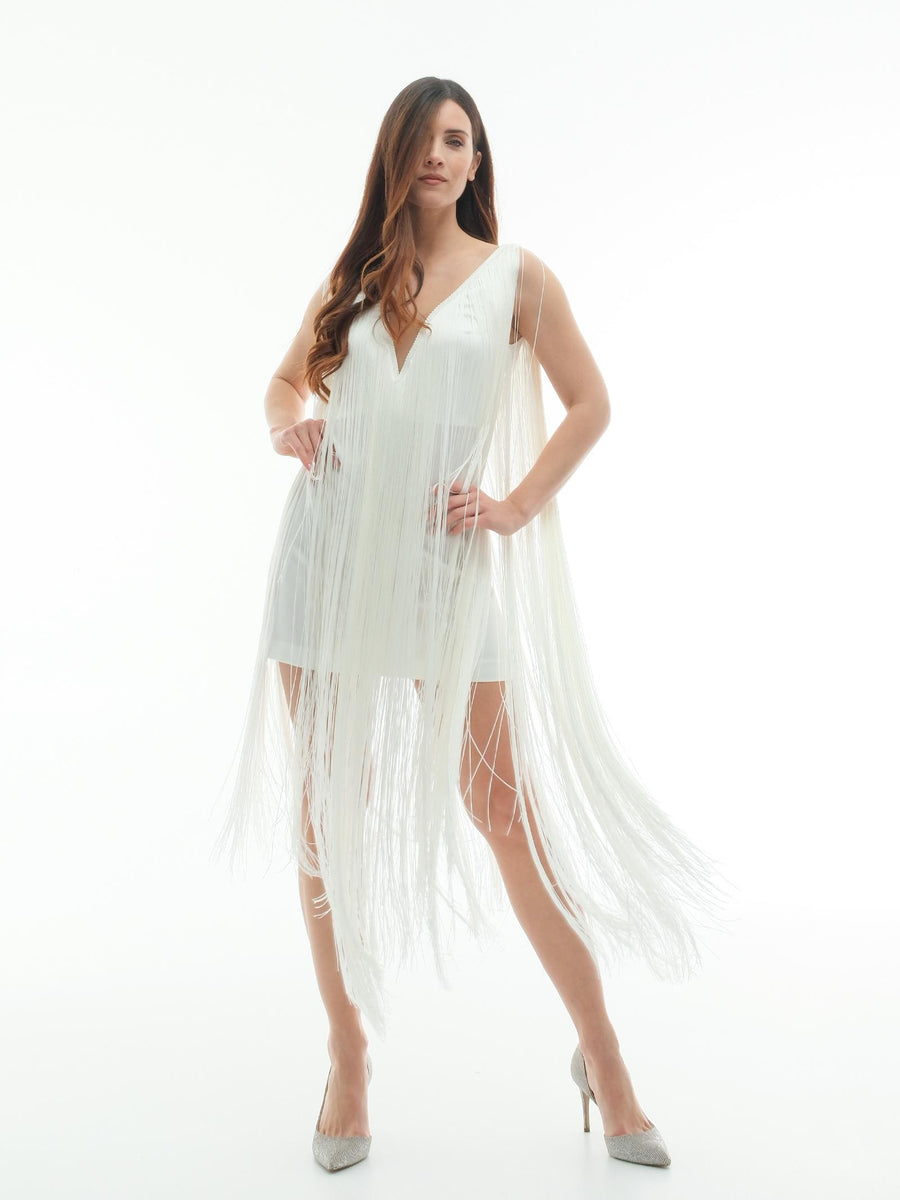 Abito "scenic" Silence Limited bianco con frange SD9055 OFFWHITE Silence Limited 