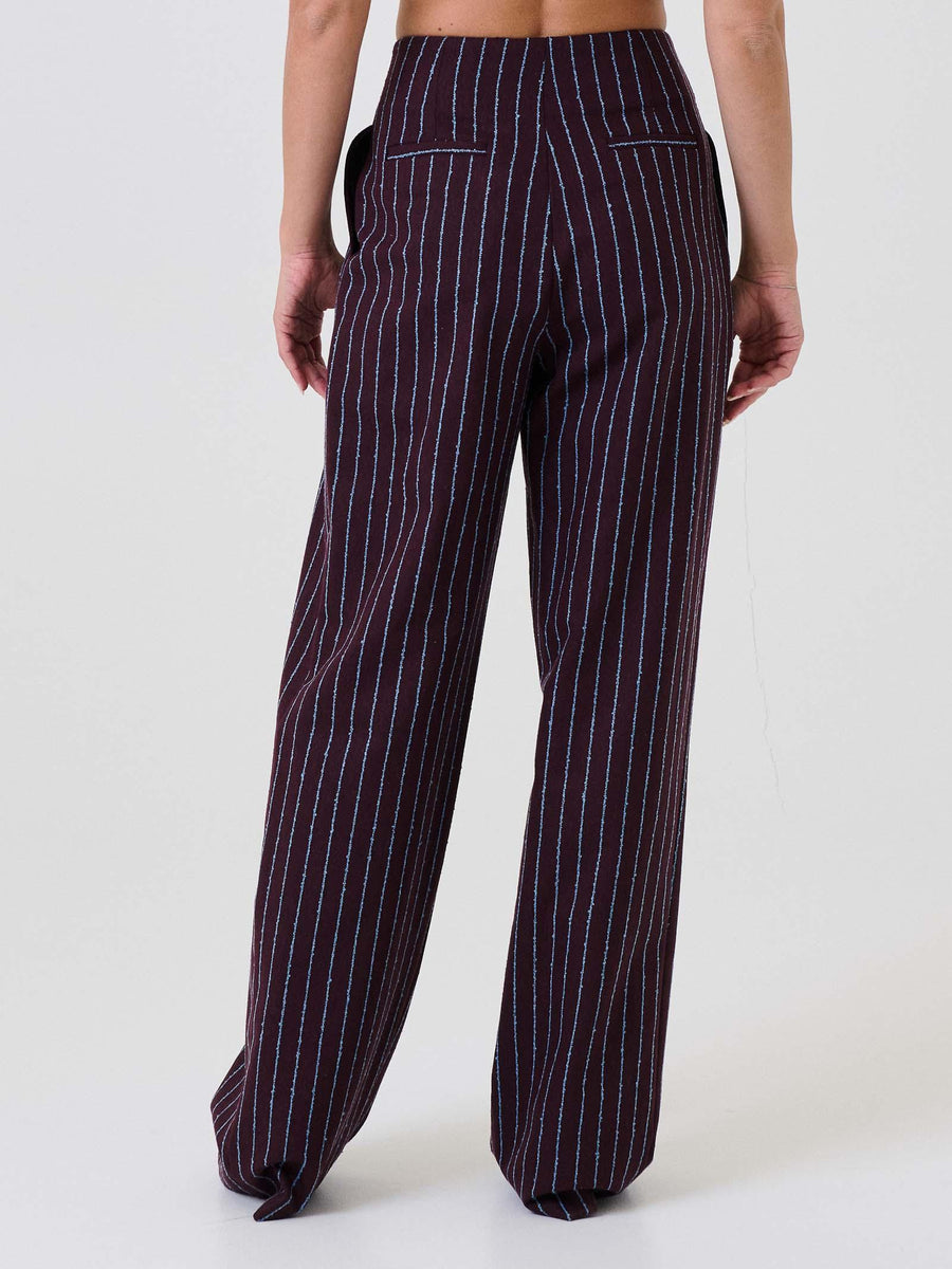 Pantalone con pences Bohemian Vì bordeaux a righe azzurre SDBO2018 BORDEAUX Bohemian V 