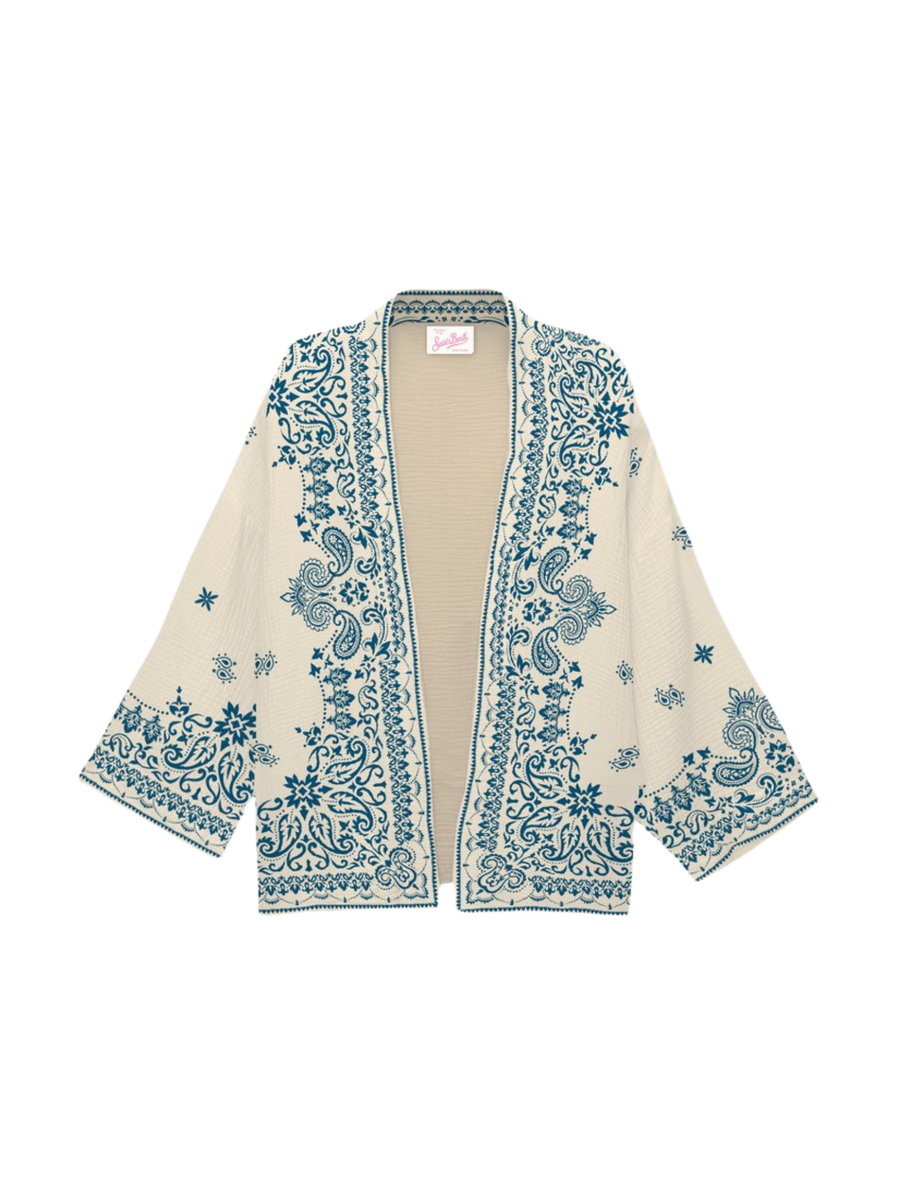 Kimono "milos" Saint Barth avorio con stampa bandana piazzata MLS0001 05480H MC2 SAINT BARTH 