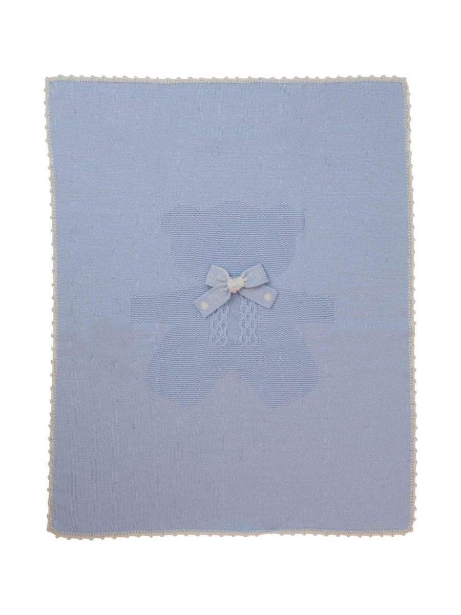 Coperta azzurro polvere con orsetto ricamato IF5280 4PNAT Marlù 