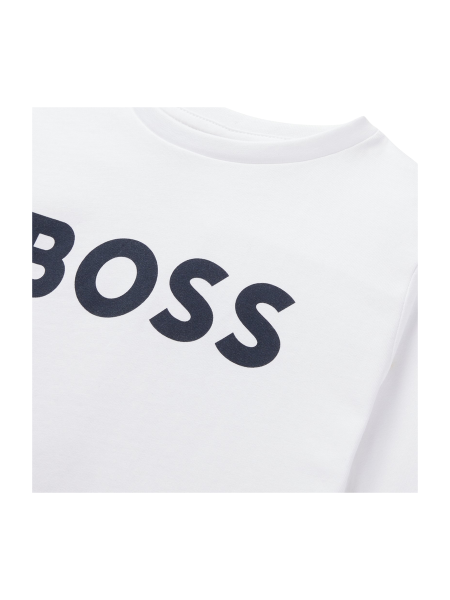 T-shirt Boss bianca con logo a contrasto J25P24 10P Boss 