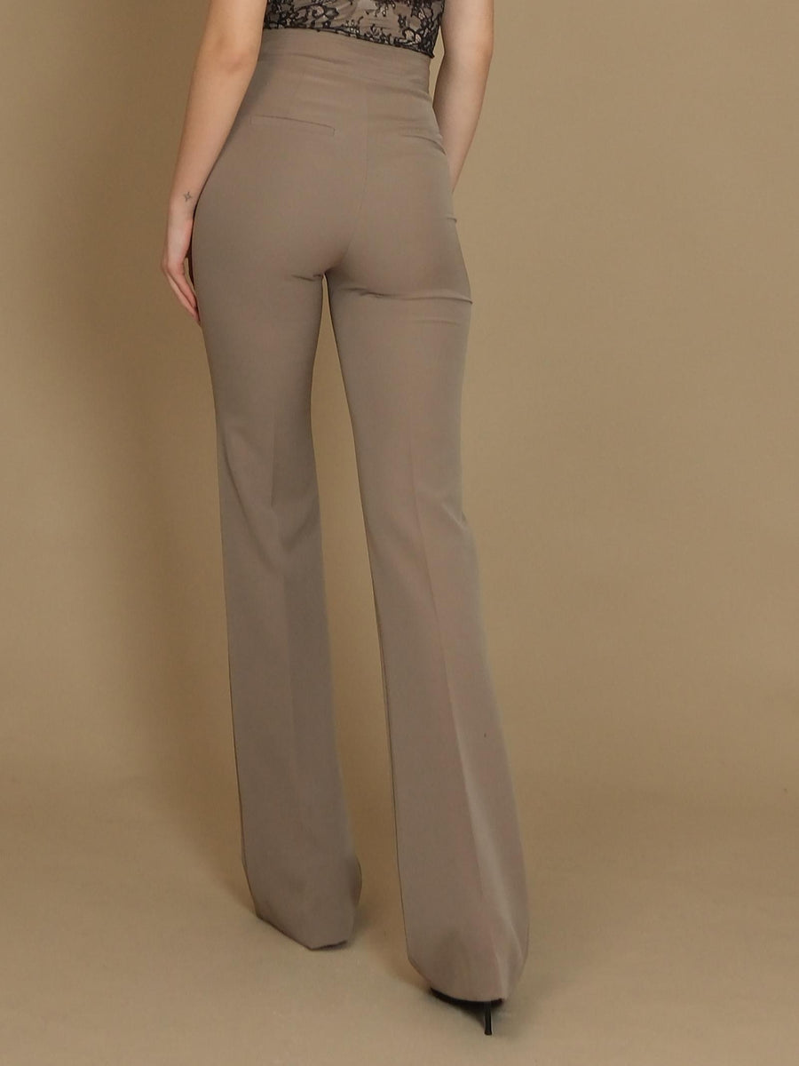 Pantalone Silence Limited taupe con righe a centro gamba PA261 TAUPE Silence Limited 