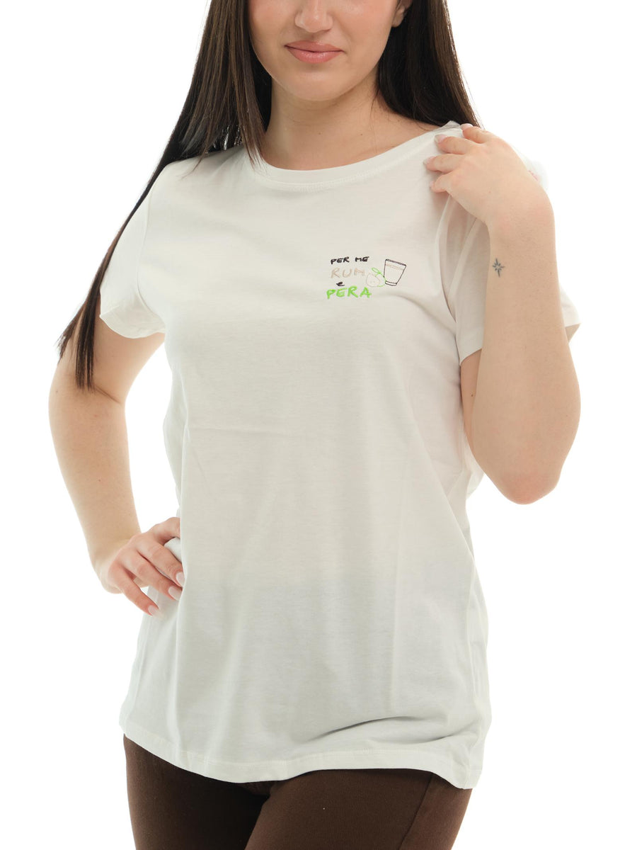 T-shirt Vicolo bianca "Per me rum e pera" RD0934 BIA Vicolo 