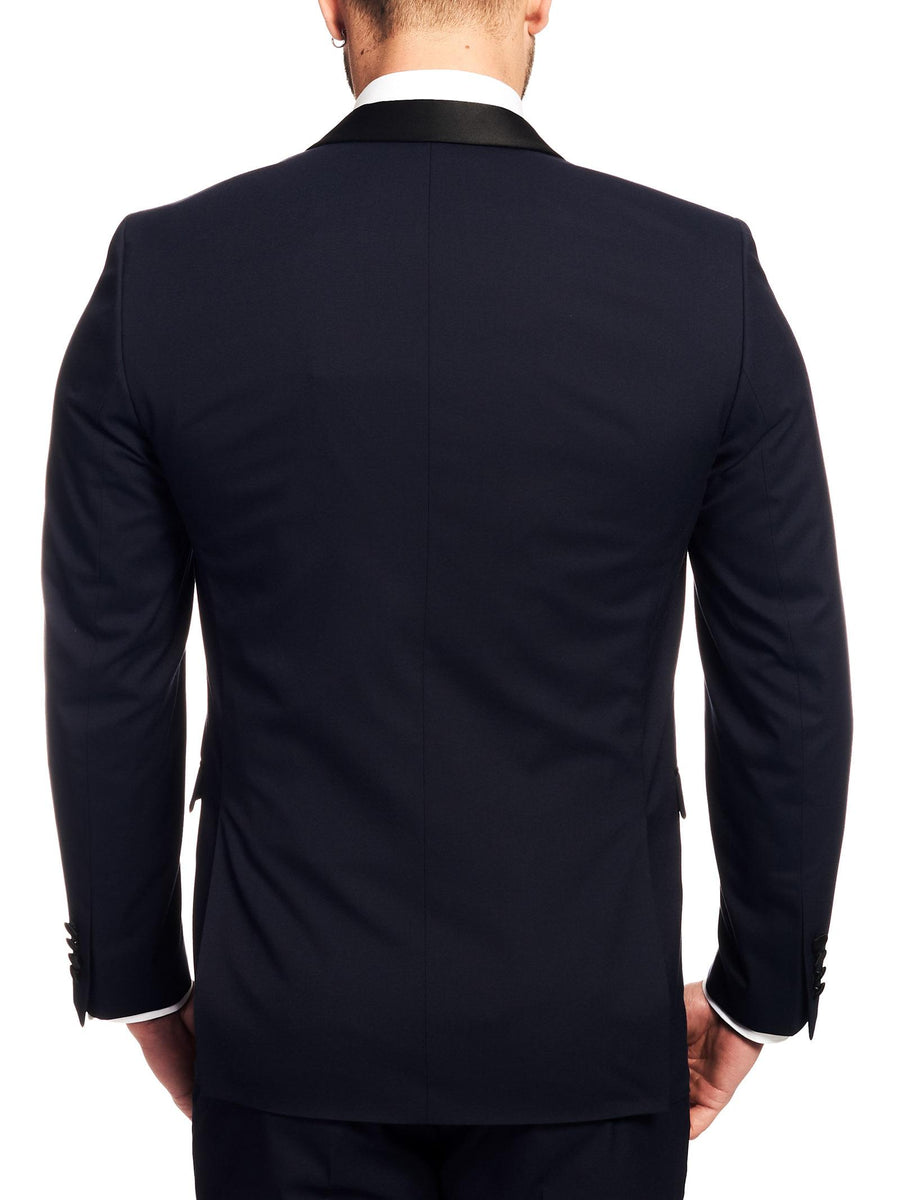 Giacca navy revers in raso 16077698 NAVY Selected 