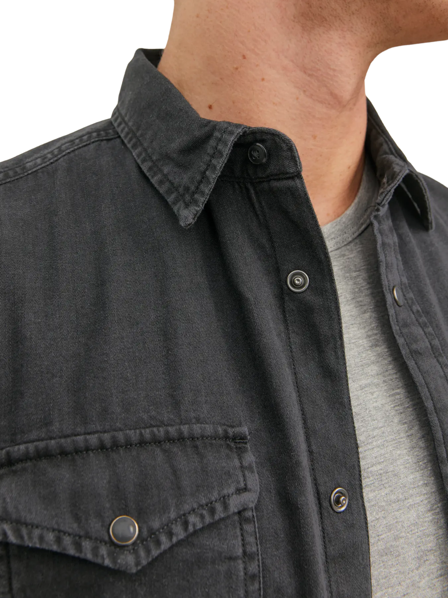 Camicia Jack & Jones nera in denim 12138115 Black Denim Slim Jack & Jones 