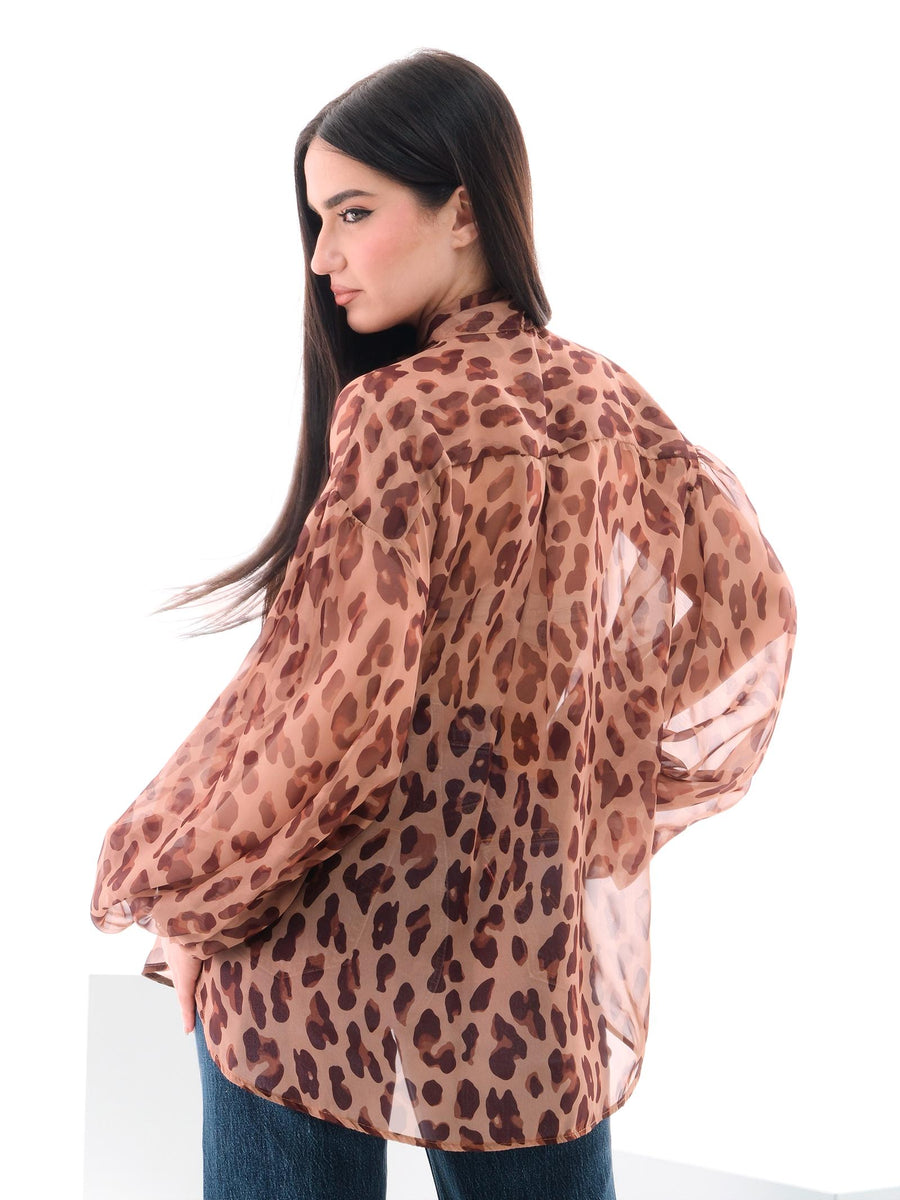 Camicetta Imperial con tie neck e stampa animalier marrone CMR8JFK CAMMELLO/MORO Imperial 
