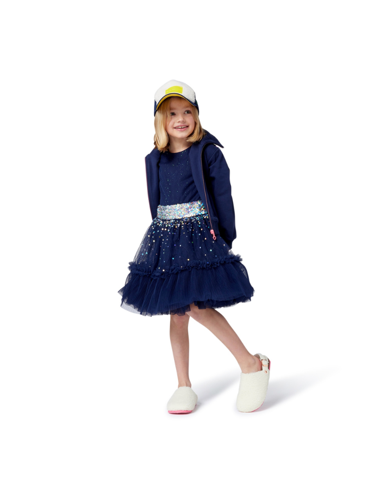 Felpa Billie Blush blu navy con retro glitter e cuori multicolor U21605 85T Billie Blush 