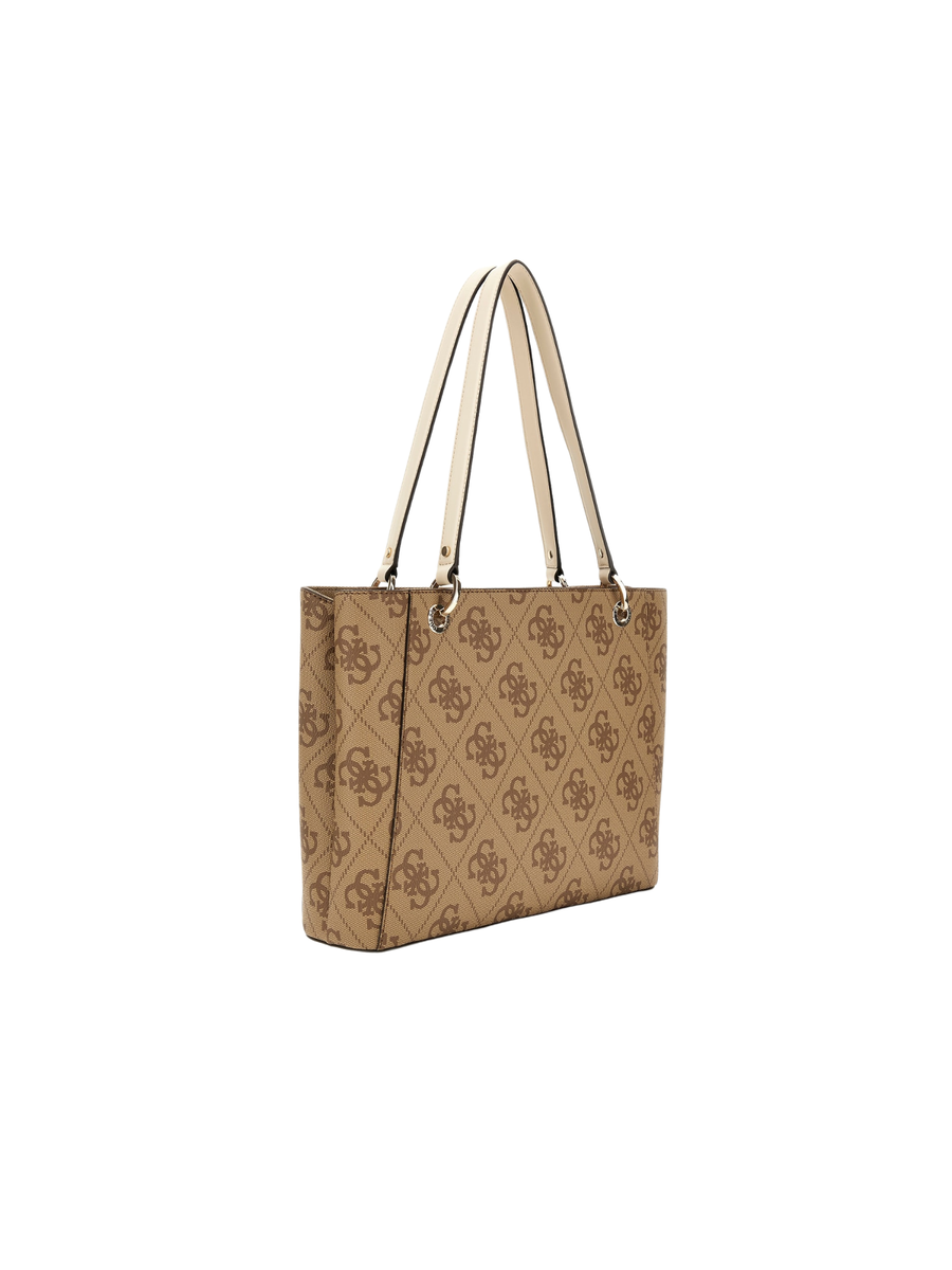 Borsa shopper Guess marrone con bande verticali bianche HWOS9672250 LTL Guess 