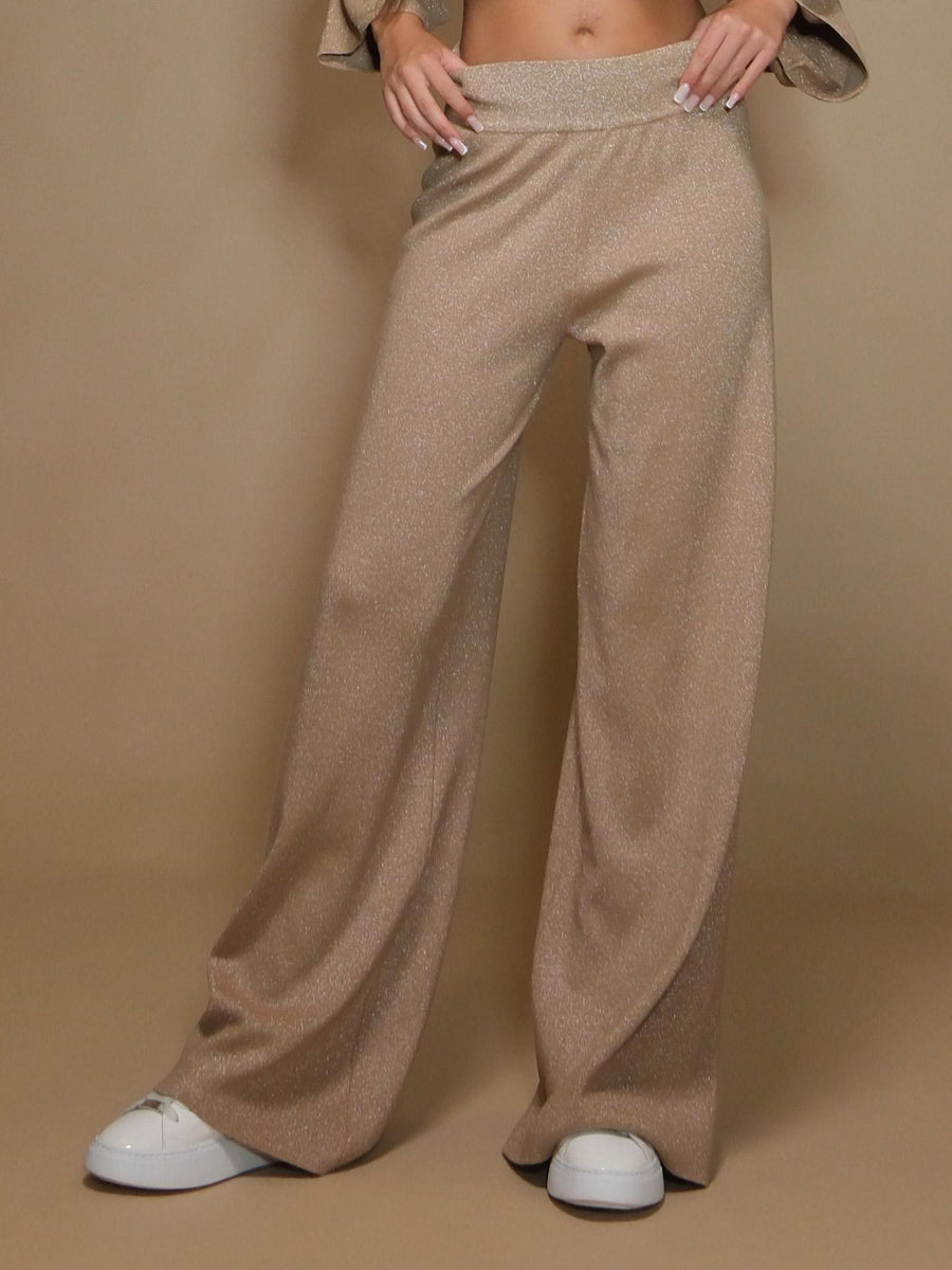 Pantaloni Armoire in maglia lurex mandorla R1896L MANDORLA Armoire 