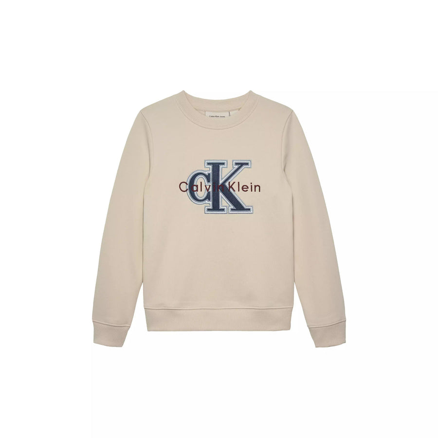 Felpa Calvin Klein biege con logo a contrasto IB0IB02585T PGB Calvin Klein 