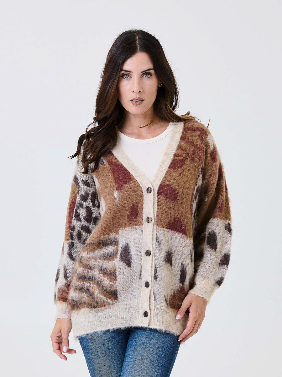 Cardigan Kontatto beige stampa animalier sfumata 3M0906C BEIGE kontatto 