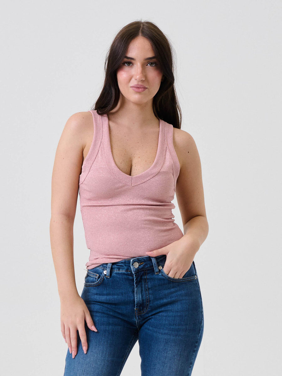 Canotta lurex Vicolo rosa a costine UF0060 ROSA Vicolo 