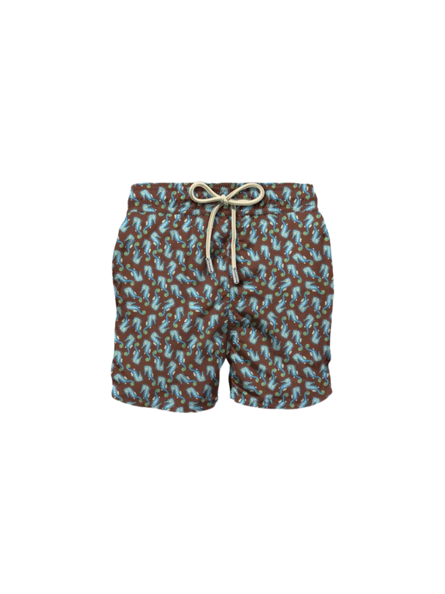 Costume Saint Barth marrone con stampa cavallucci marini COM0009 02173H MC2 SAINT BARTH 