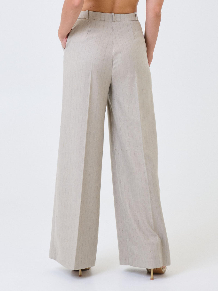 Pantalone Haveone beige con righe in filo lurex PGEP065 BEIGE Haveone 
