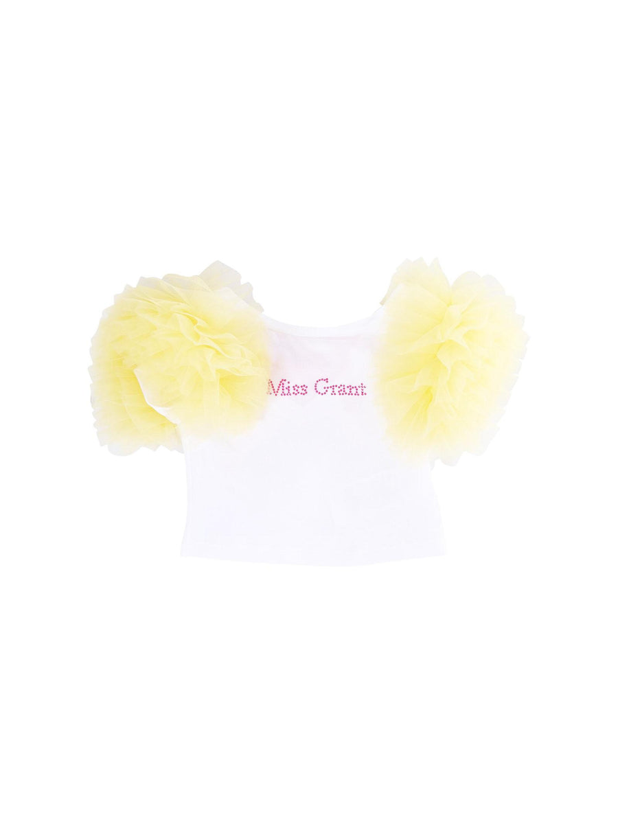 T-Shirt Miss Grant bianca con maniche volant MG1325 SEMI Miss Grant 