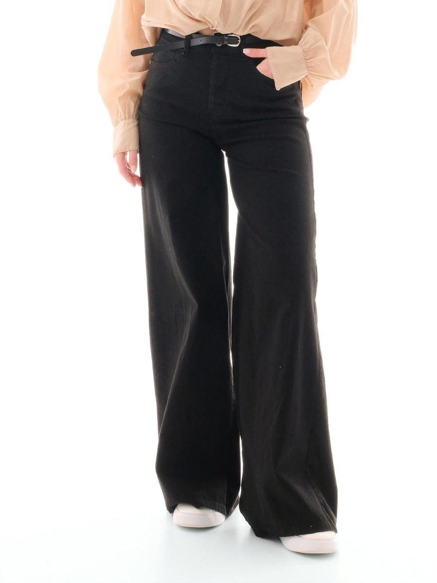Jeans a zampa Please nero con cinturino P3CPCV9N3N NERO Please 