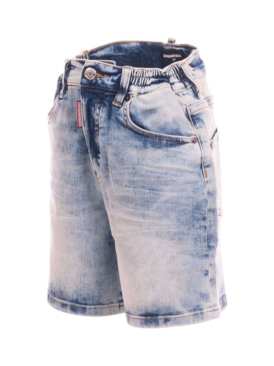 Bermuda Dsquared blu in denim elasticizzato in vita DQ2828 DQ01 Dsquared 