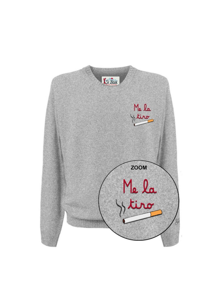 Maglione "11" Saint Barth grigio con scritta "Me la tiro" HER0024 03484I MC2 SAINT BARTH 