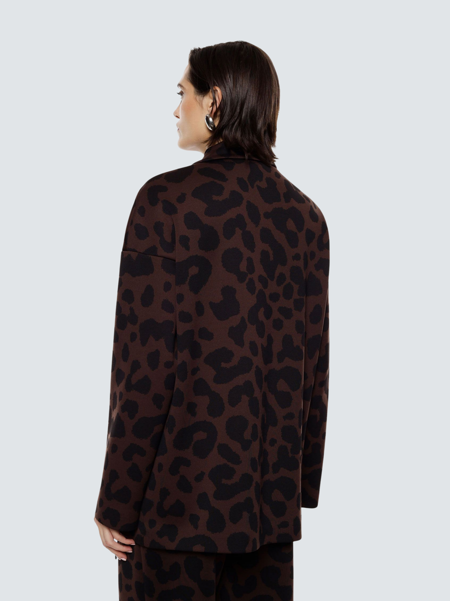 Blazer doppiopetto Imperial marrone e nero con stampa animalier JAE0KRZ MORO/NERO Imperial 