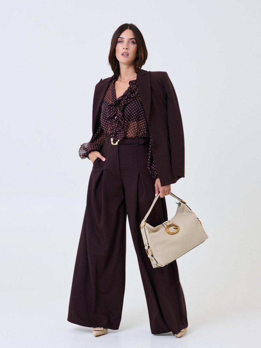 Camicia trasparente a pois Imperial prugna con volant CND7KIH PRUGNA Imperial 