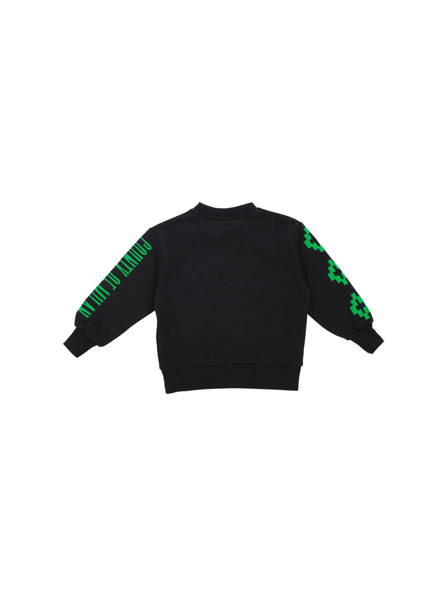 Felpa County of Milan nera con stampa lupo e logo sulle maniche SW075 110 County of Milan 