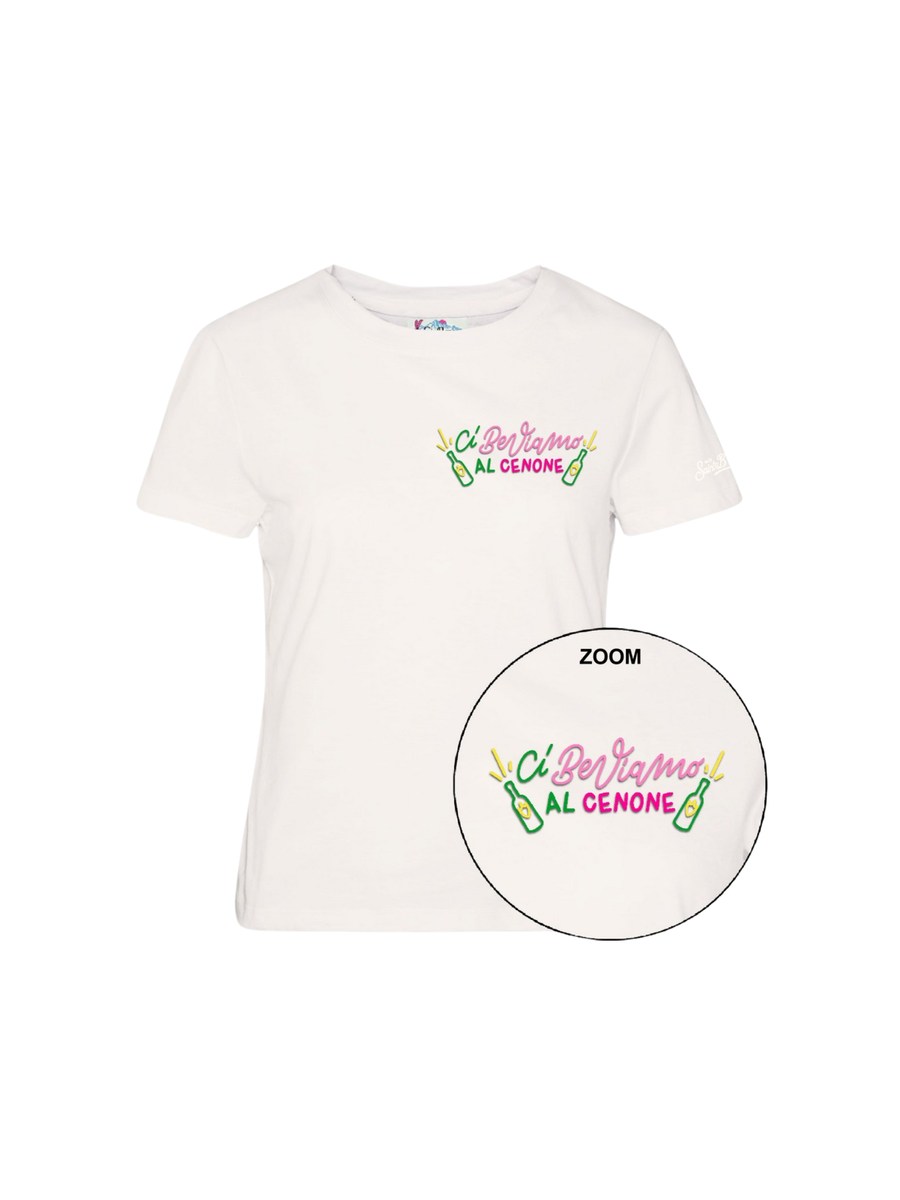 T-shirt Saint Barth bianca "ci beviamo al cenone" EMI0002 03850G MC2 SAINT BARTH 