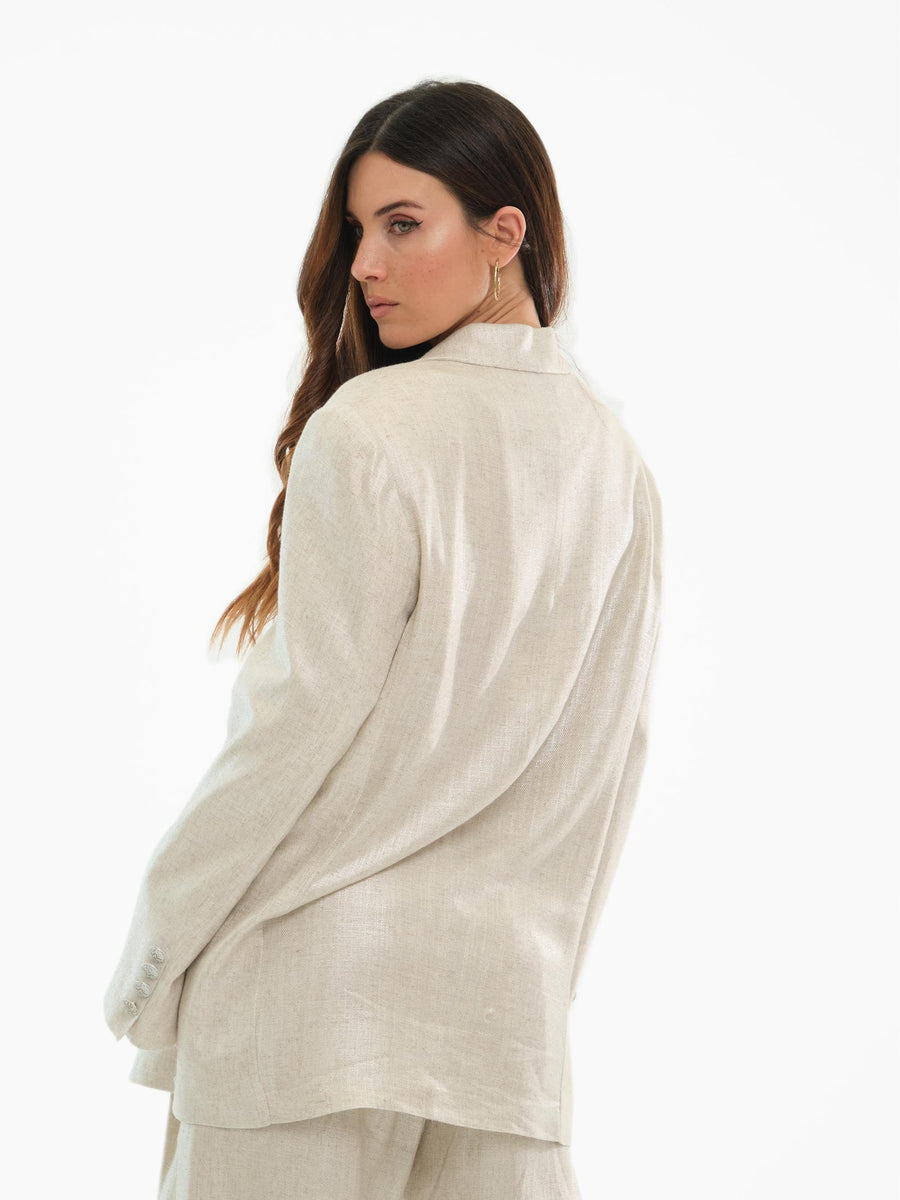 Giacca "over linum" Silence Limited sabbia con filo lurex GI596 UNI Silence Limited 
