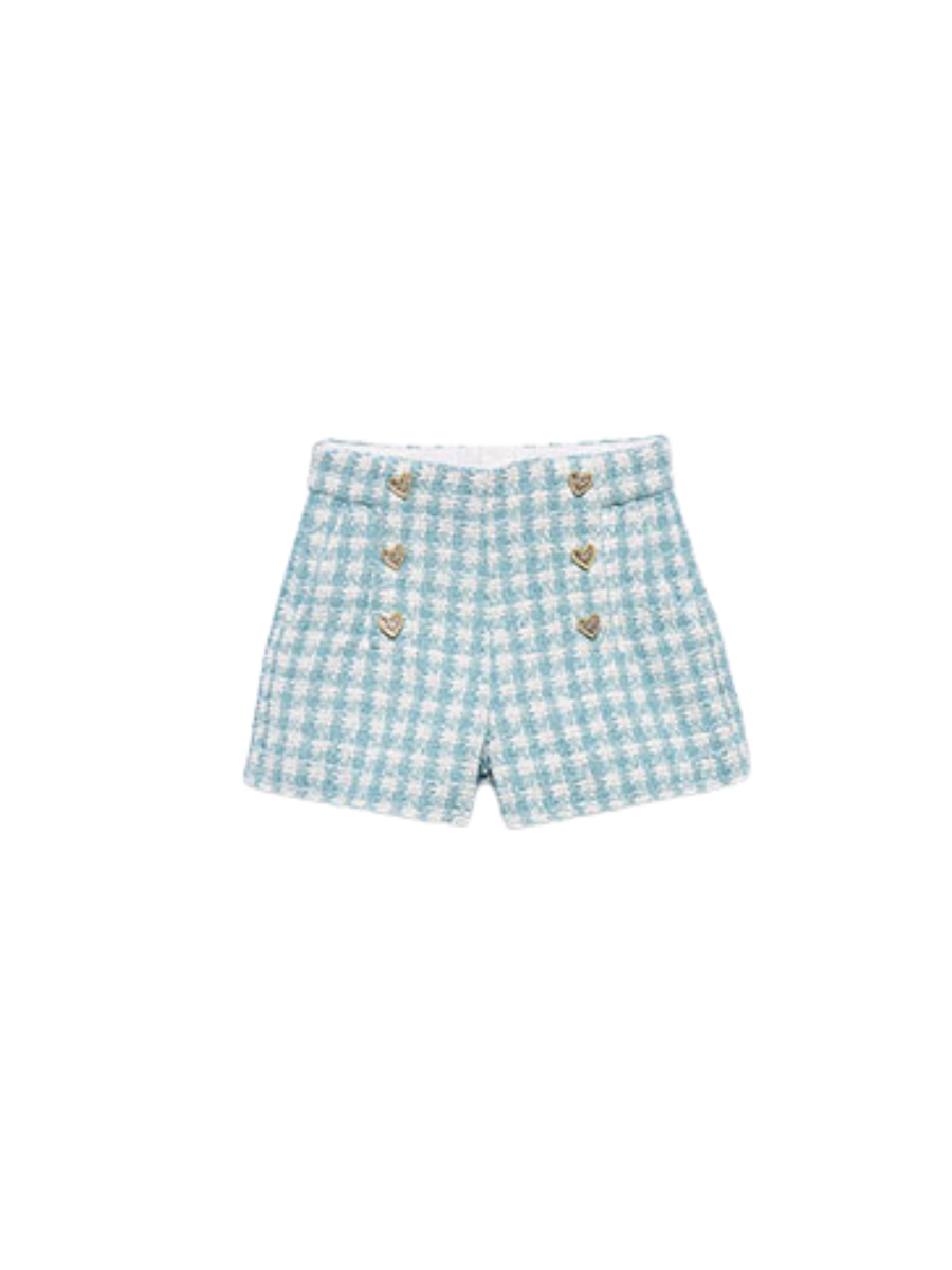 Shorts in tweed Abel & Lula azzurro con bottoni a cuore dorati 5719 Acqua Abel & Lula 