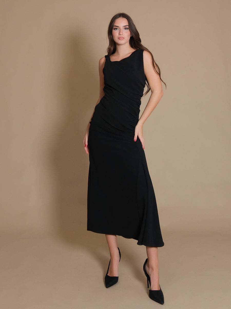 Abito longuette Imperial con scollo asimmetrico nero AFATIKP NERO Imperial 