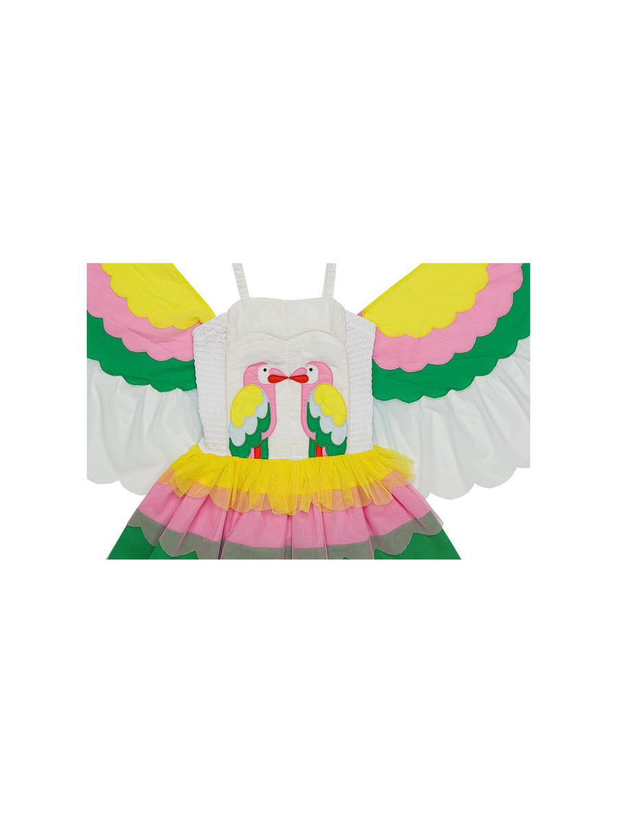 Abito bianco con tulle colorato TS1D32 999 Stella McCartney 