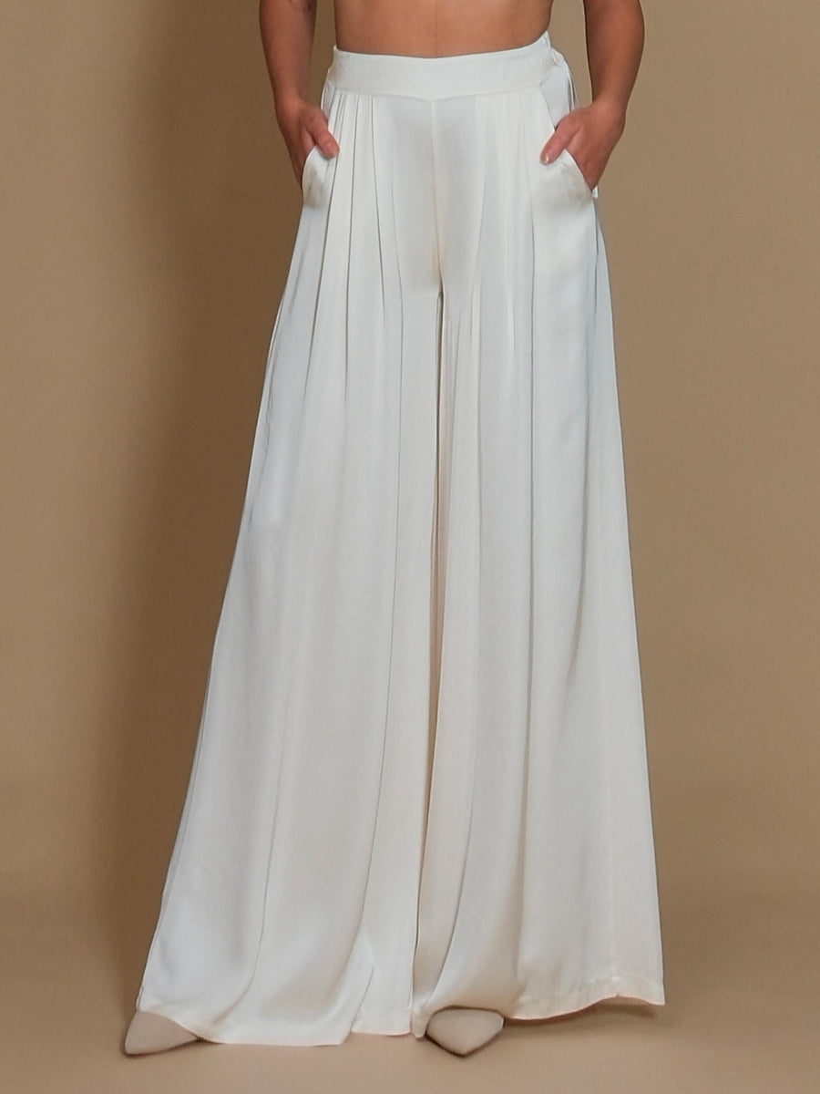 Pantalone a palazzo Armoire burro satinato con pinces FB334P BURRO Armoire 