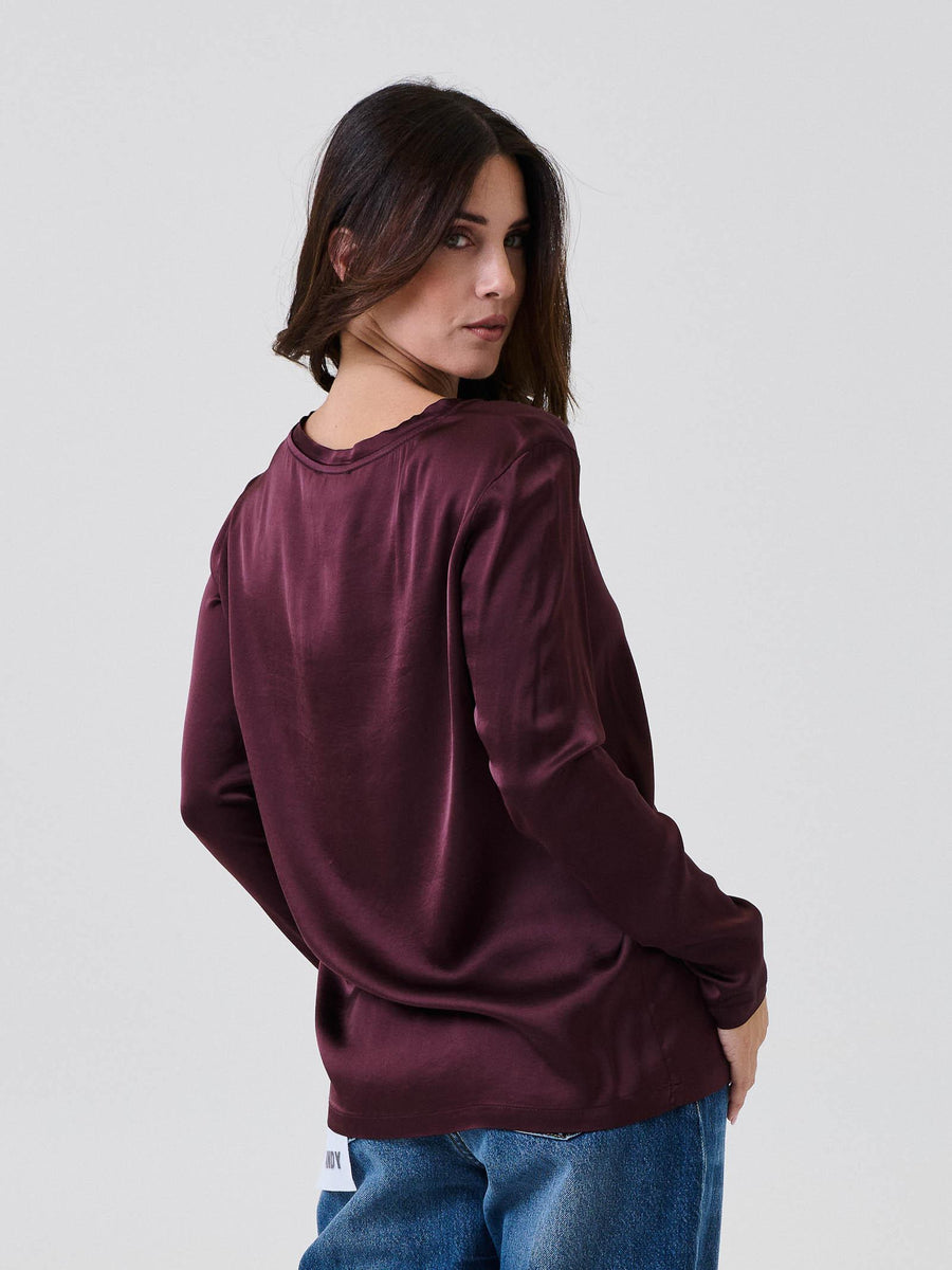 T-Shirt a maniche lunghe Vicolo vino effetto seta TF0244 VINO Vicolo 