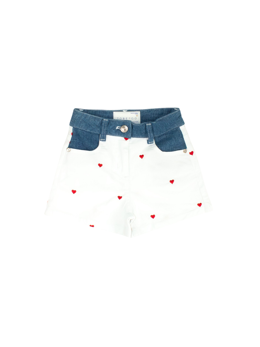 Shorts in bullTobetoo bianco con cuoricini 349PTBS25 BIANCO Tobetoo 